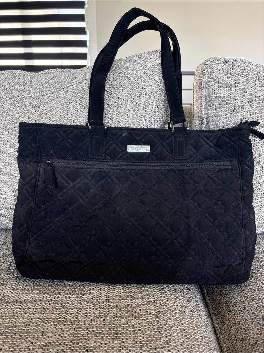 Vera Bradley Black Quilted Zip Top Computer Bag